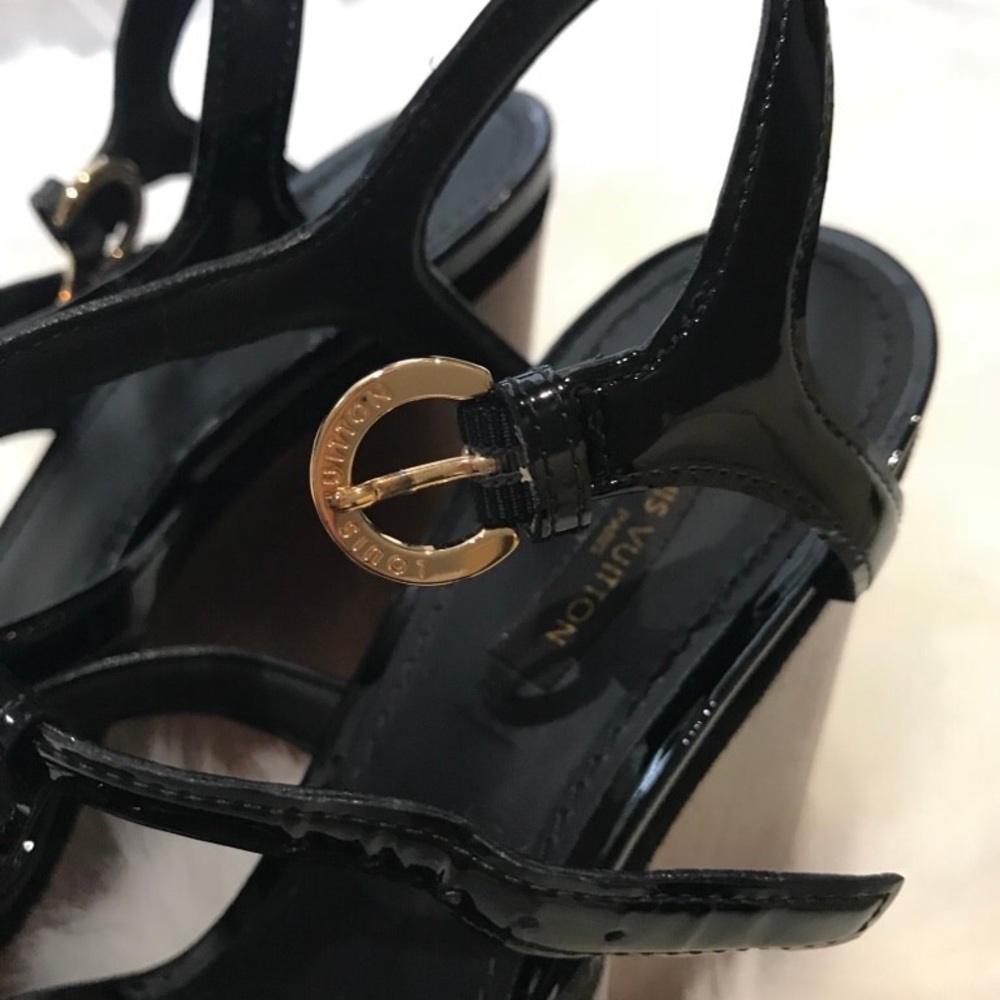 Louis Vuitton Patent Leather Wedge Sandals